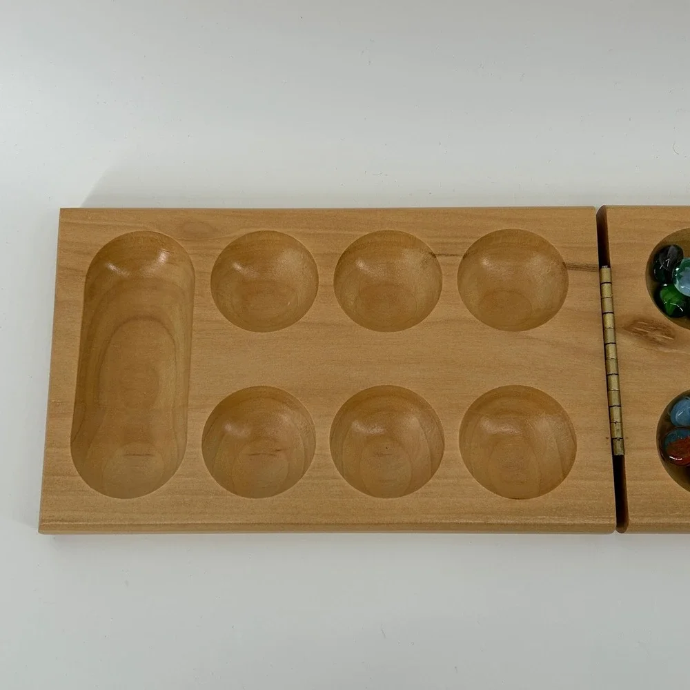 Cardinal Mancala Solid Wood Folding Board Game with‎ Glass Pieces Ages 6+ Family